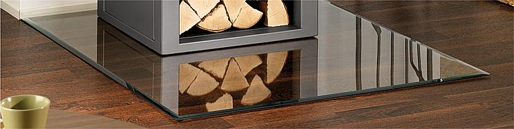 Glasplatte Bodenplatte Zunge Funkenschutzplatte Kamin Ofen unterleg Glas vorleg 